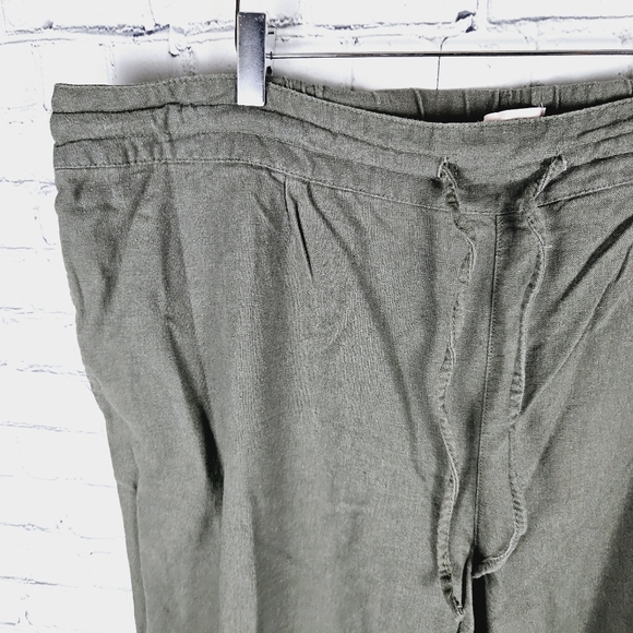 PER SE | linen blend wide leg drawstring waist cropped pants - Picture 2 of 7